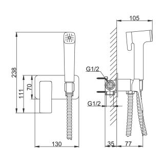Гигиенический душ Frap F2084-6 черный